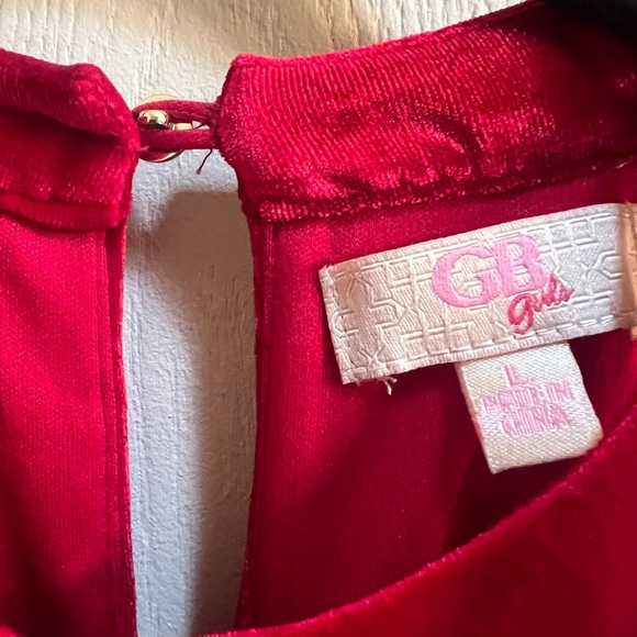 GB Girl’s Red Velvet Red Holiday Dress (Size L) - Picture 5 of 8